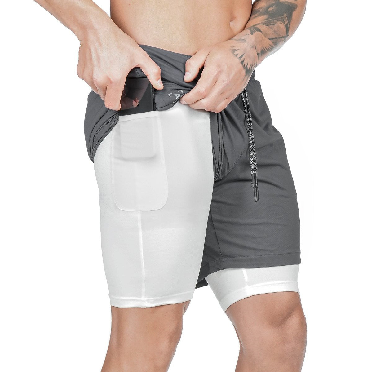 Double-Layer Fitness Shorts for Men