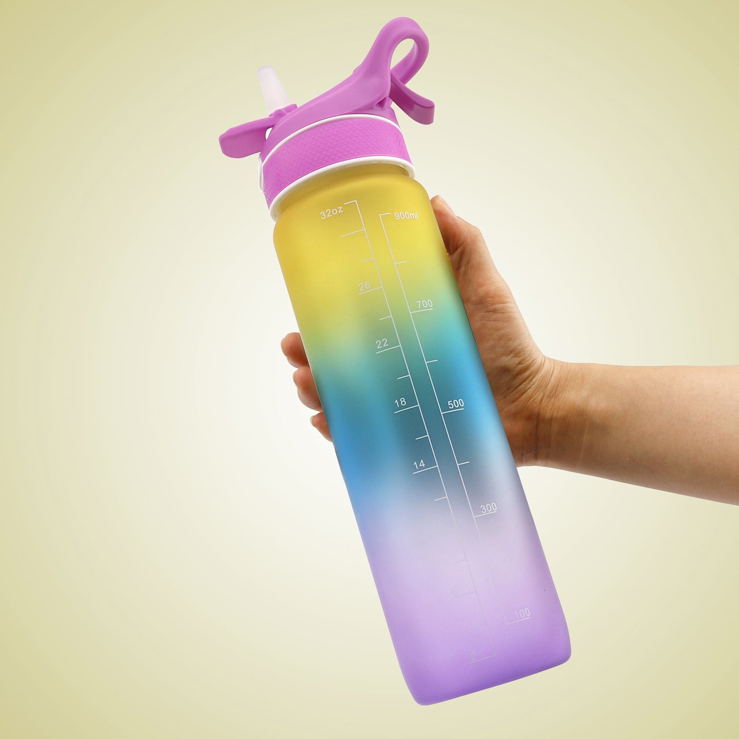 1000ML Plastic Water Bottle with Cover Straw