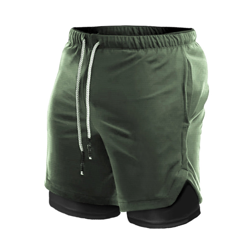 Double-Layer Fitness Shorts for Men