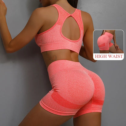 Seamless Hollow Bra & Shorts Set