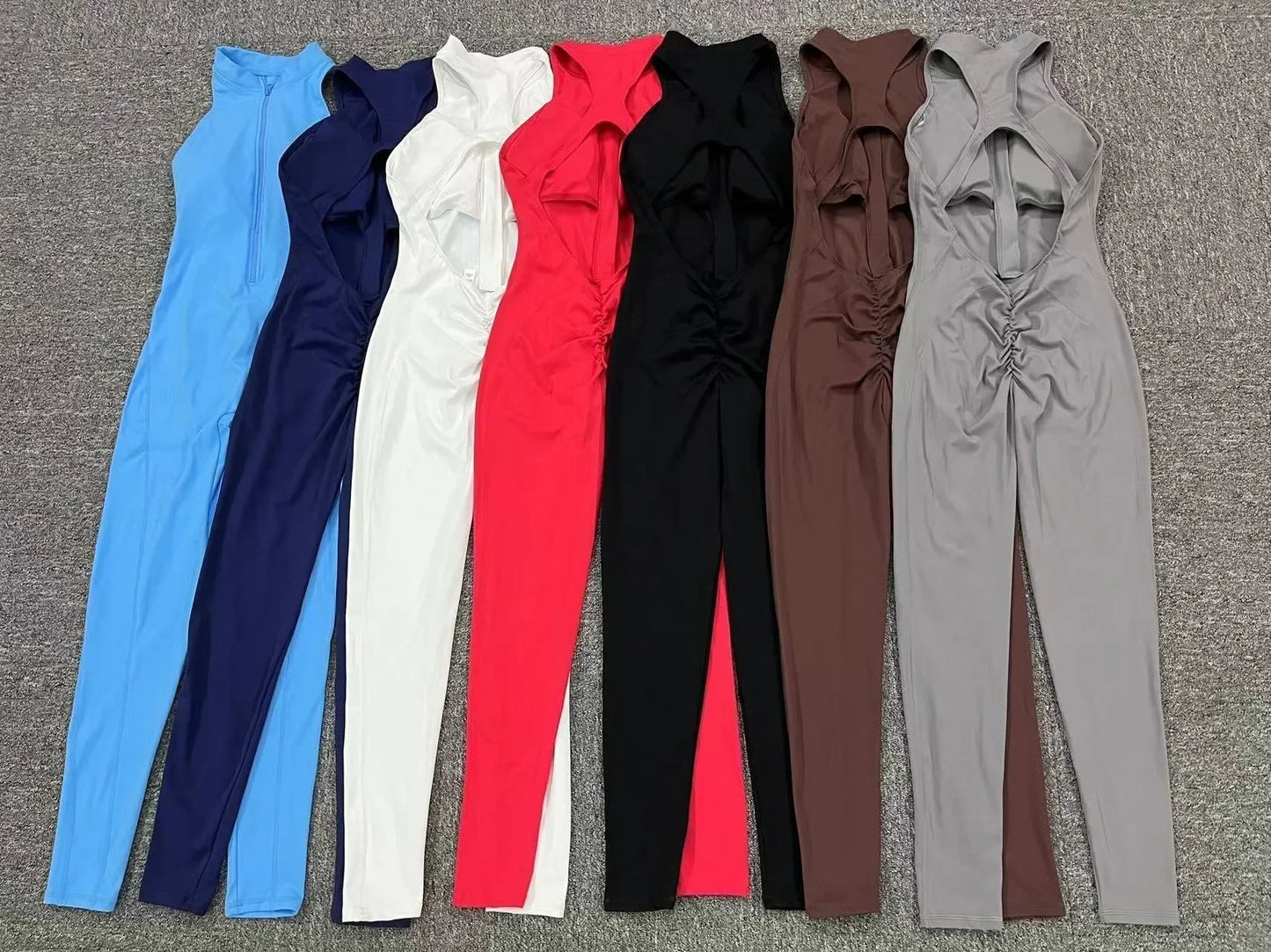 Hollow Back Zippered Sport Jumpsuit